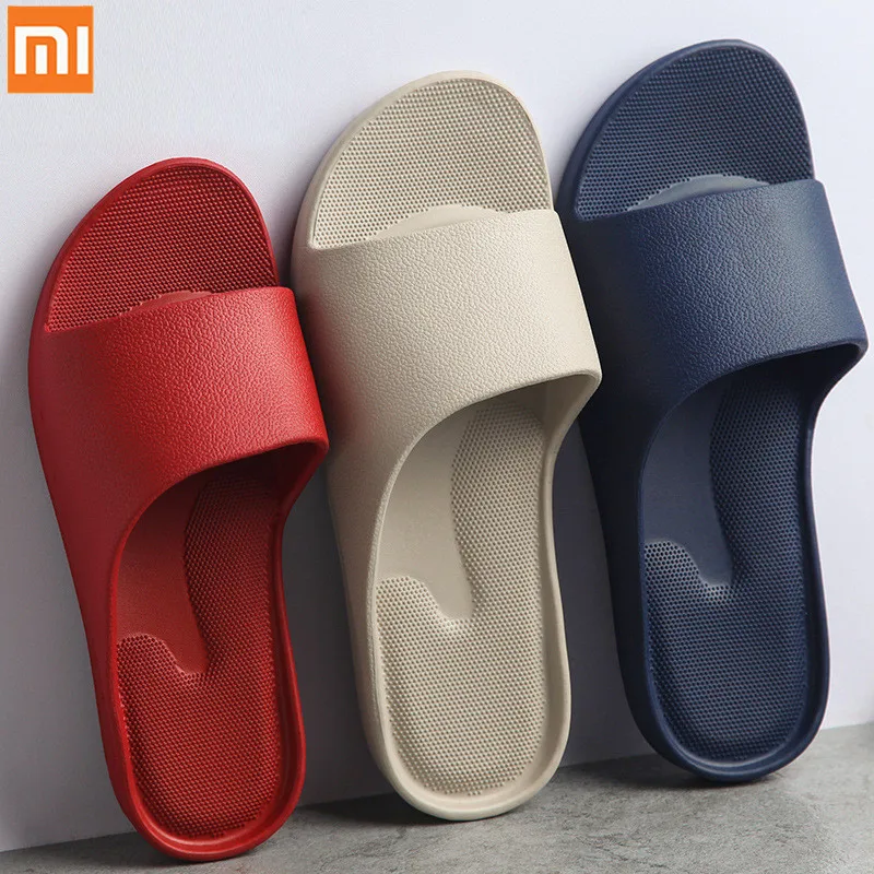 XiaoMi-Sandalias de moda para hombre y mujer, antideslizantes, resistentes al desgaste, fondo grueso, zapatillas cómodas para el Hogar, baño