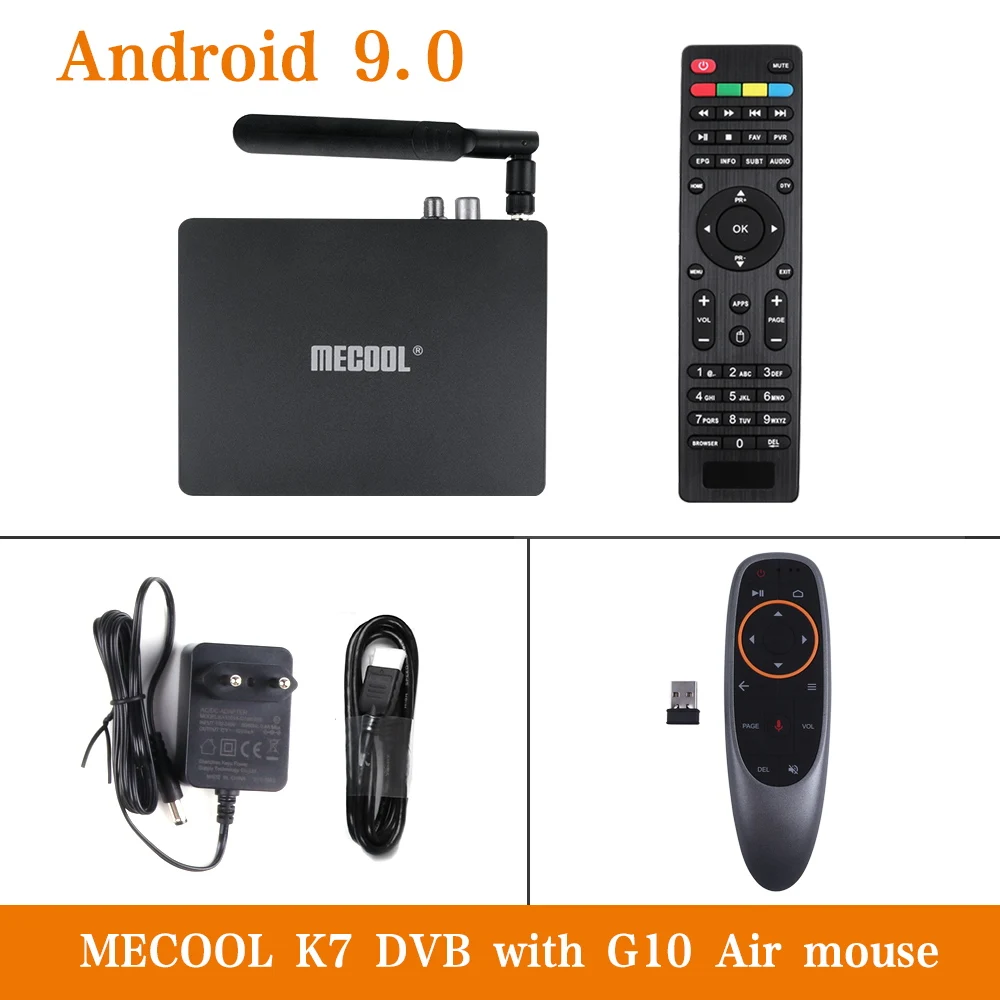 ТВ-приставка MECOOL K7 DVB-S2-T2 TC Android 9,0 4 Гб LPDDR4 64 Гб Amlogic S905X2 2,4 ГГц+ 5 ГГц WiFi 1000 Мбит/с Bluetooth 4,1 HDR10 4K - Цвет: k7 g10 air mouse