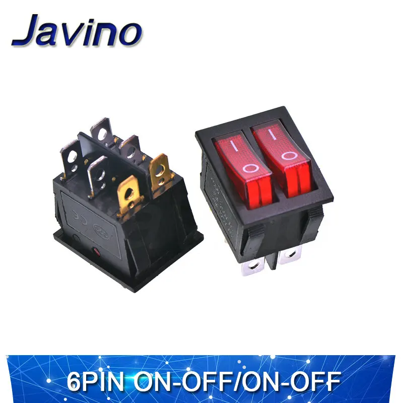 6PIN ON-OFF KCD4 кулисный переключатель корабельного типа кулисный переключатель кнопка питания 4/6PIN красный светильник зеленый светильник 31x25mm16a 250v ВКЛ-ВЫКЛ/ВКЛ-ВЫКЛ-на - Цвет: 6PIN ON-OFF