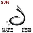 Светодиодный гусиная шея диаметром 8 мм Длина 10-100 см внешний винт M10 Универсальный шланг цвета черныйсеребристый гибкий держатель для DIY Настольная лампа светильник