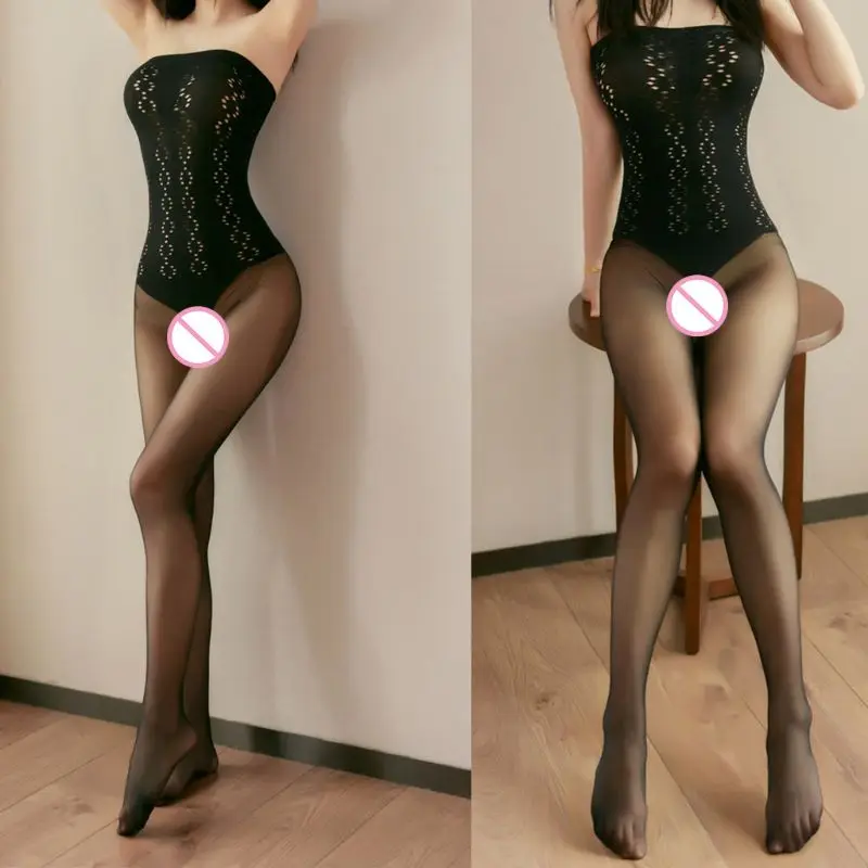 

CPDD Women Sexy Perspective Bodystockings Strapless Hollow Out Net Bodysuit Pantyhose
