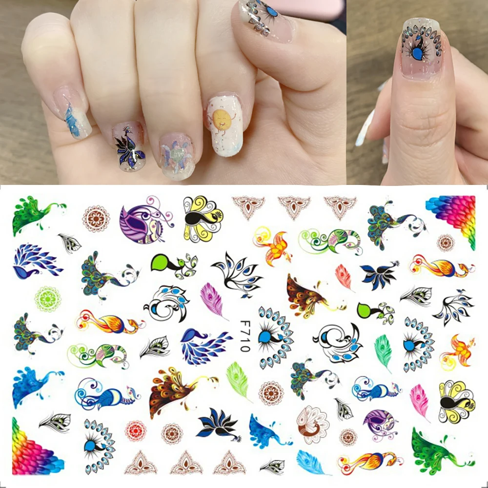 

Nail Decoration Small Flowers Nail Art Stickers Watermark Nail Stickers Golden Leaves Adhesive Stickers For Nail Peacock Sticker