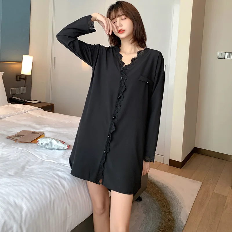 Женская кружевная ночная рубашка из атласа с длинным рукавом 5xl | одежда