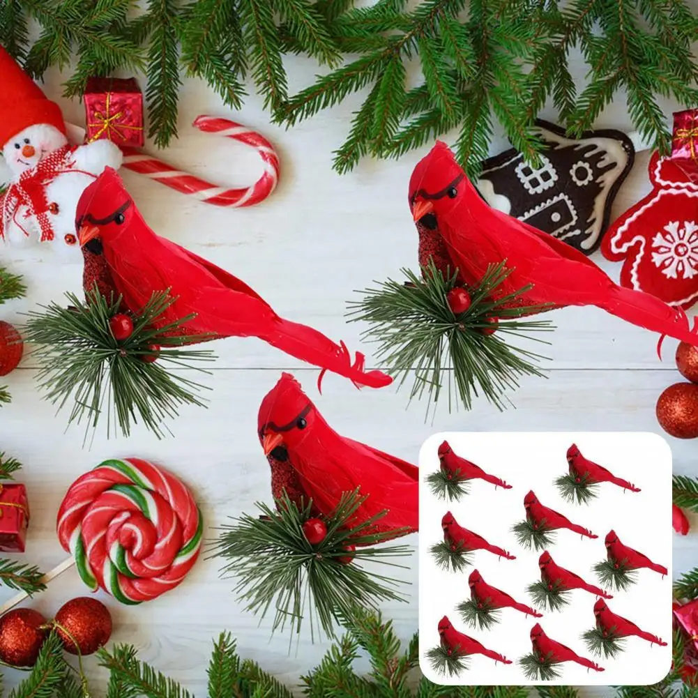 

Изящные поддельные птицы, долговечный подарок, поддельные птицы с красными перьями, Искусственные Птицы с перьями Имитационные птицы 10 шт./...