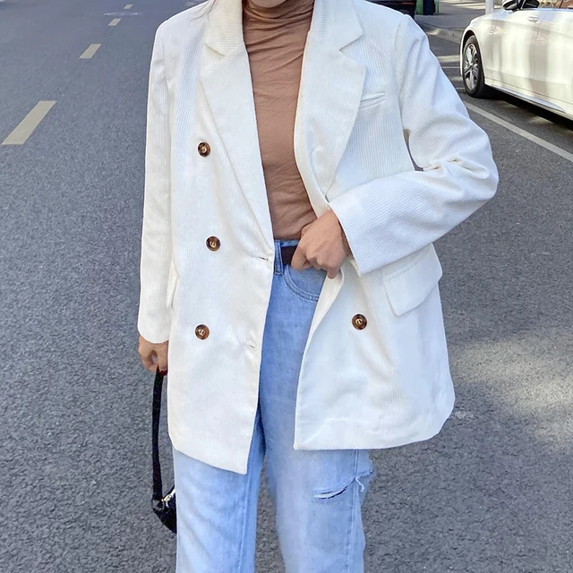 Женский вельветовый Блейзер Sungtin двубортный свободный офисный большого размера