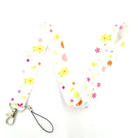 10pcs cute small flowers lanyards for keys neck strap hang rope id badge holders keychains lanyard mobile phone accessories