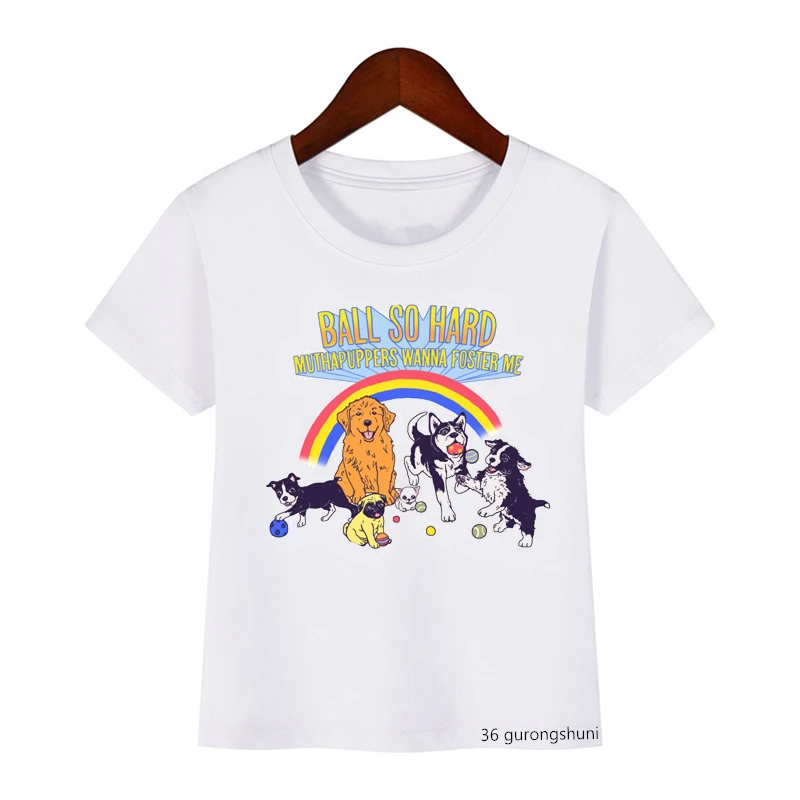 

Kawaii Kids Clothes Funny T-shirt Girls Rainbow Pug Animal Print T Shirt Boys Lemmings T shirts Camisetas Vogue Street Clothing