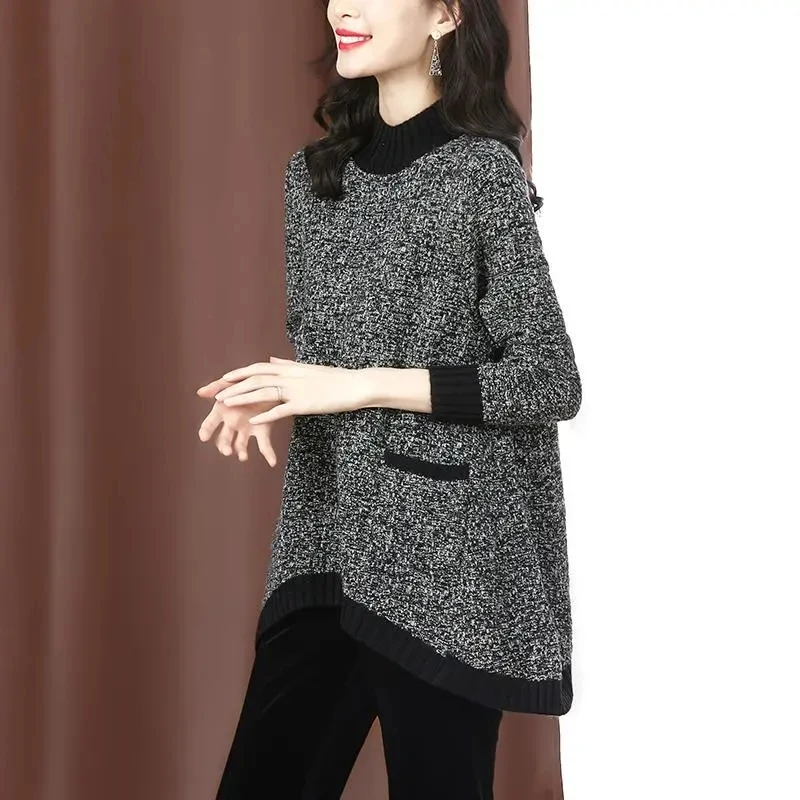 Большой Размеры женские вязаные свитера 2021 Сезон весна осень Свободная половина