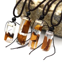 new solid wood pendant necklace sweater pendant ethnic travel jewelry solidified time resin handbag pendant 1