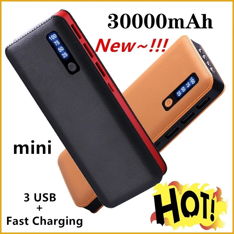 Power Bank 30000mAh Powerbank External Battery Portable Fast Charger for All Smartphone with Charger Bank Triple USB Waterproof