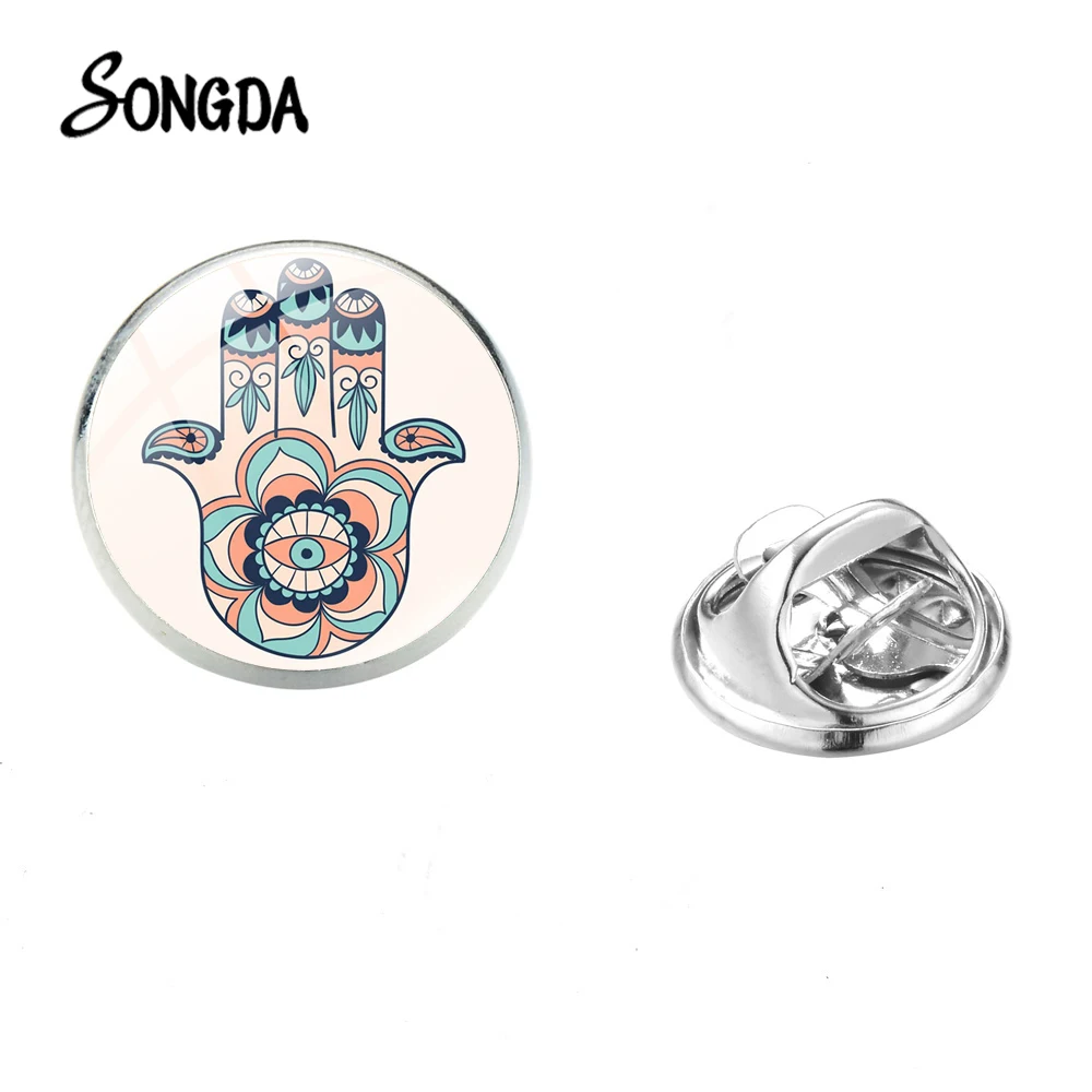 Рука Фатимы мандала цветок брошь на шпильке в стиле ретро с клипсами Дурной глаз