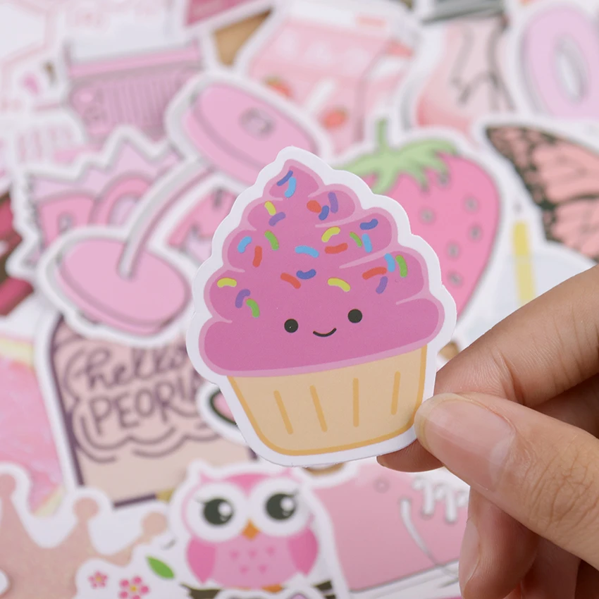 

50PCS Kawaii Girl Stickers Waterproof Skateboard Scrapbook Suitcase Pink Sticker Pack Animal Laptop Racing Kid Sticker Children