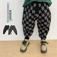 childrens clothing 2021 korean casual autumn and winter woolen trousers letter printing childrens casual pants