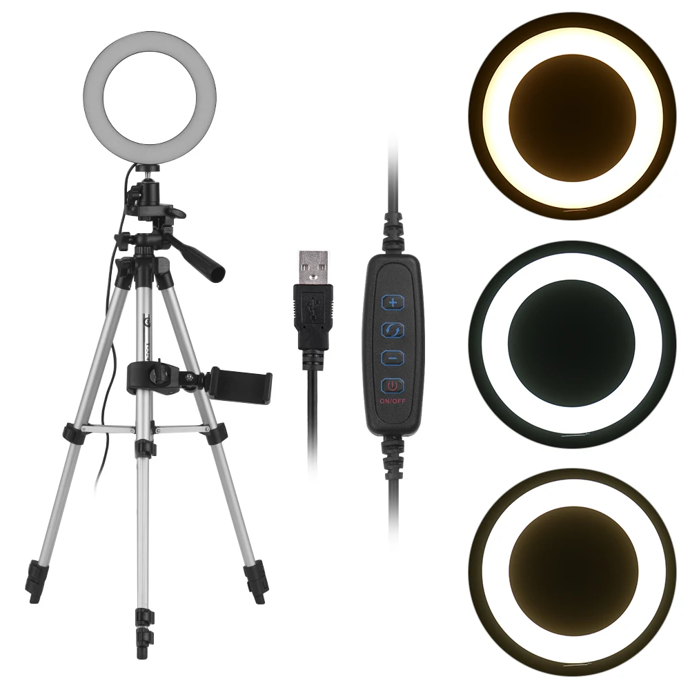 6 дюймовый светодиодный кольцевой мини светильник с регулируемой яркостью 10