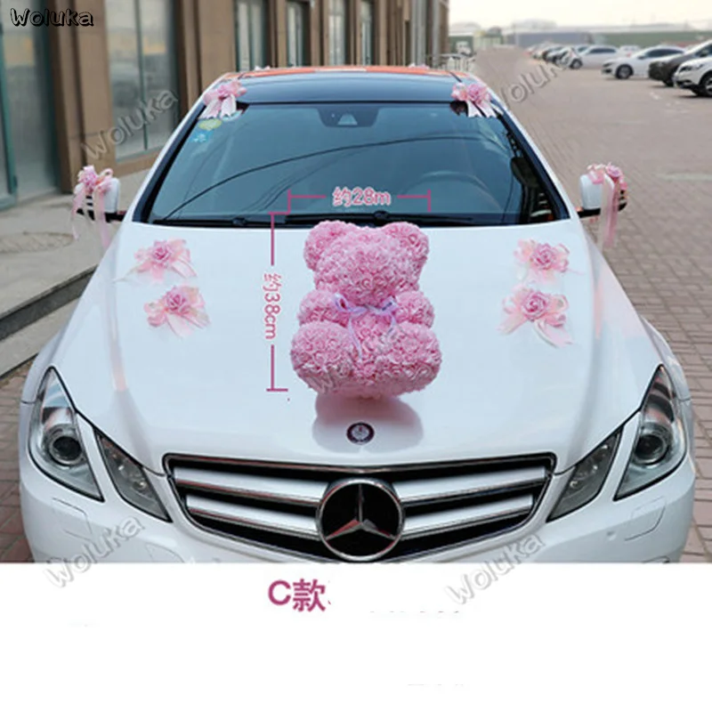 PE rose bear master свадебное оформление автомобиля набор узел свадебный автомобиль команда украшения медведь оформление брака CD50 Q03