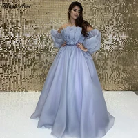 magic awn off the shoulder organza wedding dresses long puffy sleeves pearls beaded a line women mariage gowns vestidos novia