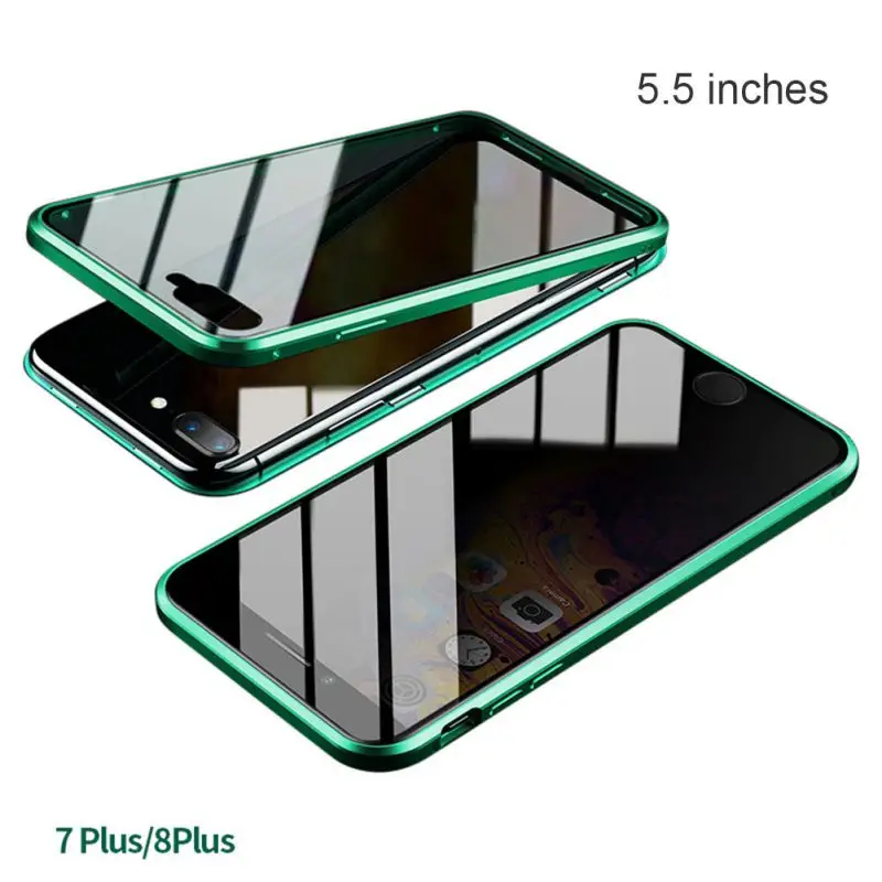 IP7 8 plus green Оболочка всего тела Магнитный высокой четкости прозрачное закаленное стекло крышка бампер Чехол протектор экрана для lPhone 11 - Цвет: IP7 8 plus green