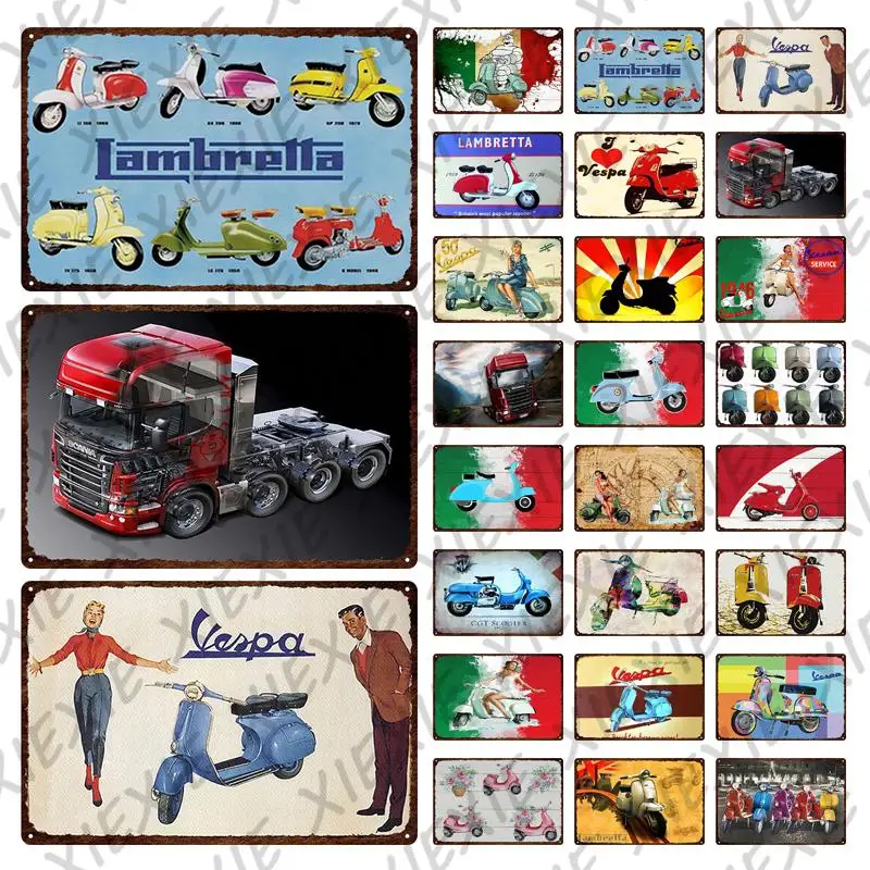 

Tin Sign Motor Scooter Electric Car Metal Signs Electric Motorcycle Plate for Garage House Decoration Iron Painting