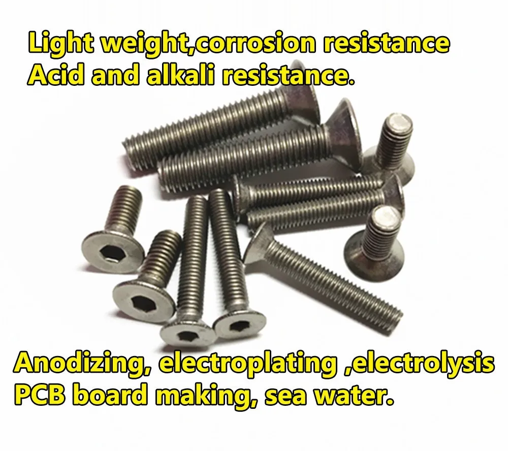10 шт. титановые болты с потайной головкой винты шестигранной GR2 M2 M2.5 M3 M4 M5 M6 x 4 5 6 815