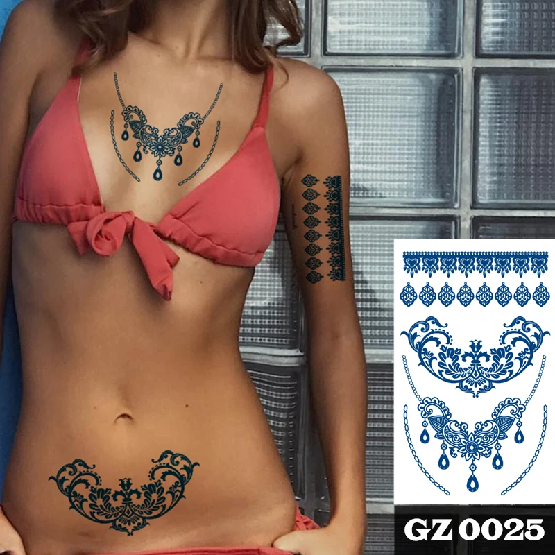 

1Pcs Herbal Extracts Juice Flower Totem Tattoos Body Art Waterproof Temporary Tattoo Sticker For Men Women