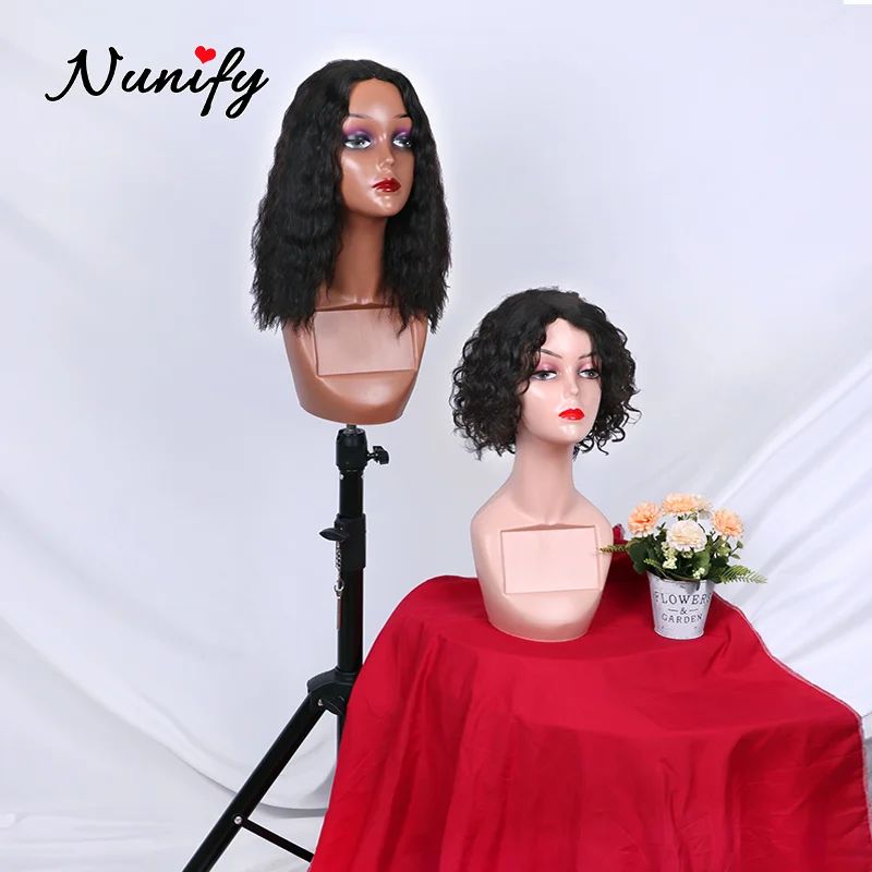 Mannequin Head Wig Display Stand With Full Makeup Brown Skin Color Cosmetology African Training Manikin Head For Hair Styling