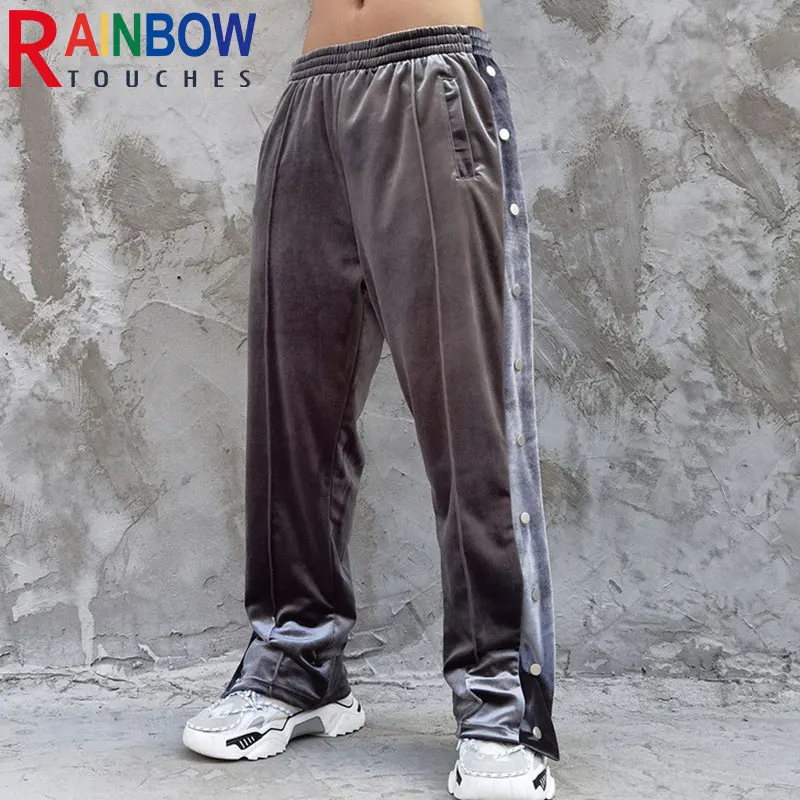 

Rainbowtouches Sportswear Men's Light Luxury Breasted Velvet Fashion High Street Guard Pants Hip Hop Velvet Men's Trousers