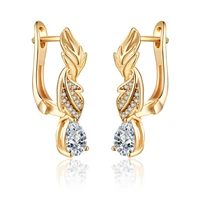 unqiue flower leaf big stud earrings for women luxury gold silver color cubic zirconia cz earrings for women jewelry girls gifts