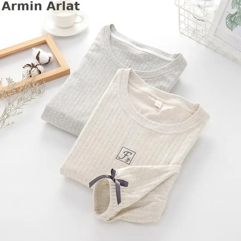 

Armin Arlat Sleepwear Suit Pajama Women Embroidery Pujamas Casual Autumn/Winter Dirl Sleep Set 100% Cotton Home Clothes 2PCS