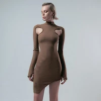 dresses for women popular sexy hollow out dress 2021 autumn and winter new slim fit irregular skirt dress womens clothing