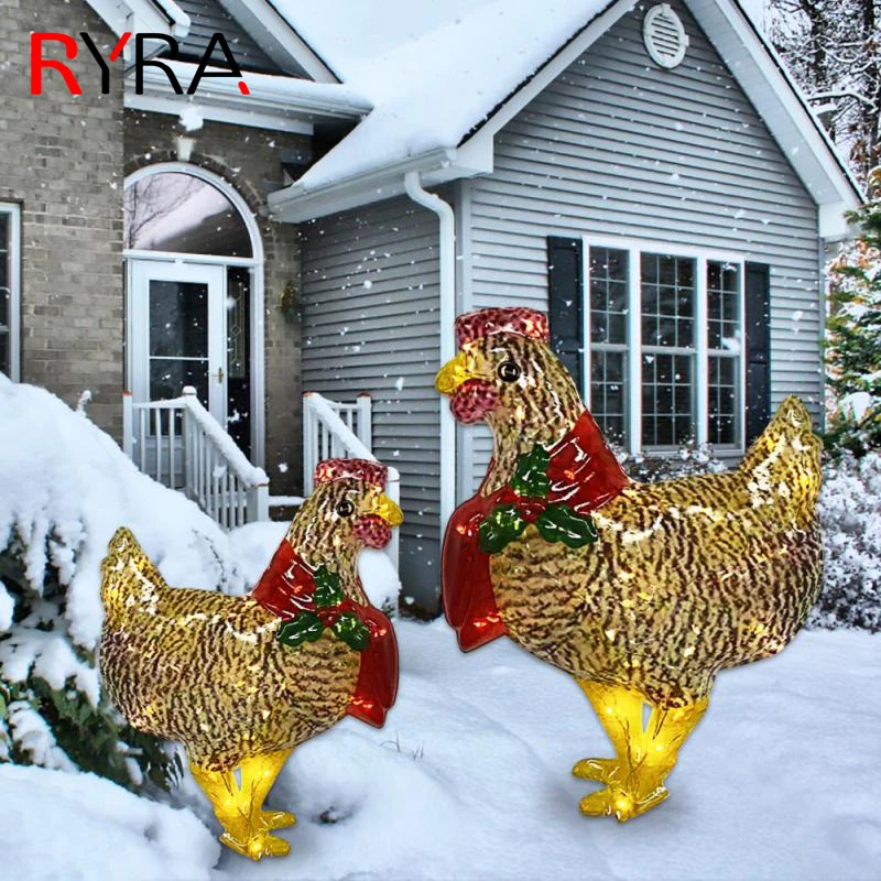 

Рождесветильник ящиеся курицы с шарфом, кованые искусственные Праздничные рождественские украшения, уличное украшение для сада, двора, газ...