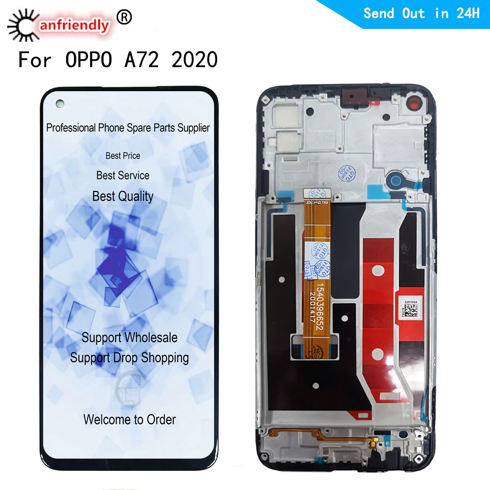 Pantalla LCD IPS de 6,5 pulgadas para OPPO A72 2020, 4G, 5G, CPH2067, PDYM20, Panel t&aacute;ctil, Sensor de digitalizador con montaje de Marco-0