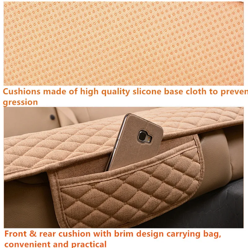 Flax Car Seat Covers Linen Fabric Protector Four Seasons Front Rear Cushion Breathable Auto accessories | Автомобили и мотоциклы