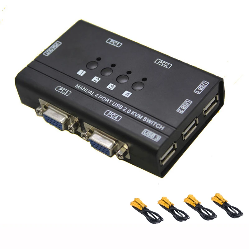 4 порта USB2.0 KVM переключатель ручного управления шт. хостов на 1 комплект USB