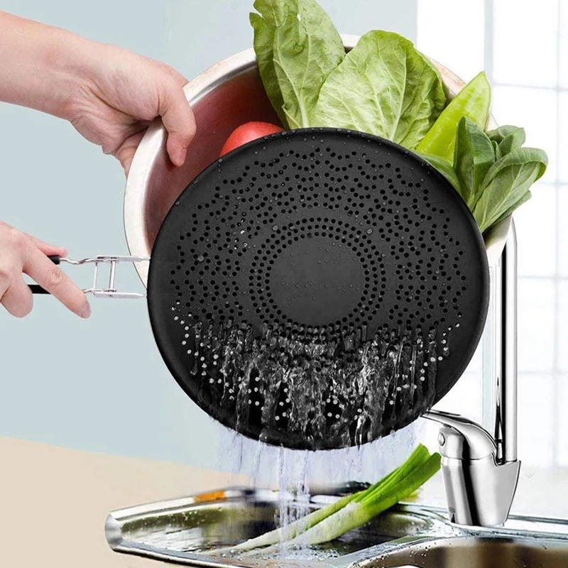 

Silicone Nonstick Oil Grease Pan Lid Kitchen Oil Proofing Screen Frying Pan Cover with Handle Cooling Mat Slip Pot Lid