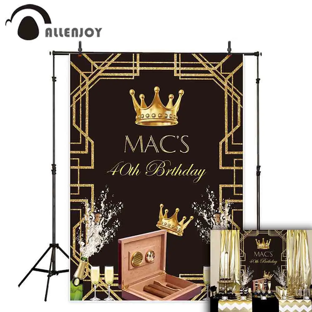 Allenjoy персональный фон для фотосъемки с 40-летним днем рождения корона шампанского