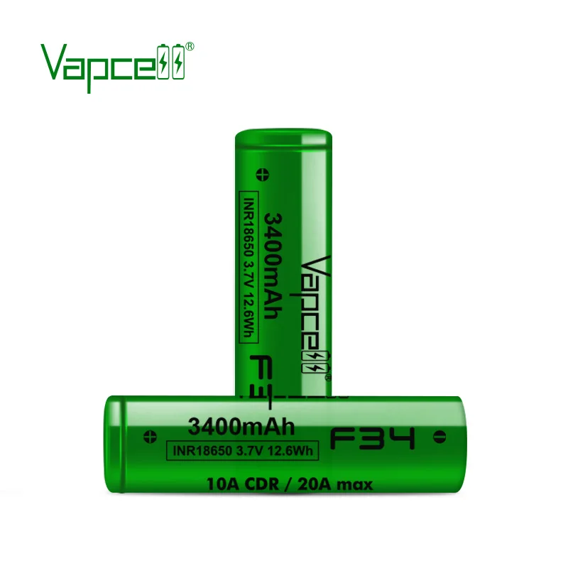 Литий-ионная аккумуляторная батарея Vapcell Inr18650 F34 3400 мАч 10A 20A pk 18650 Mj1 |