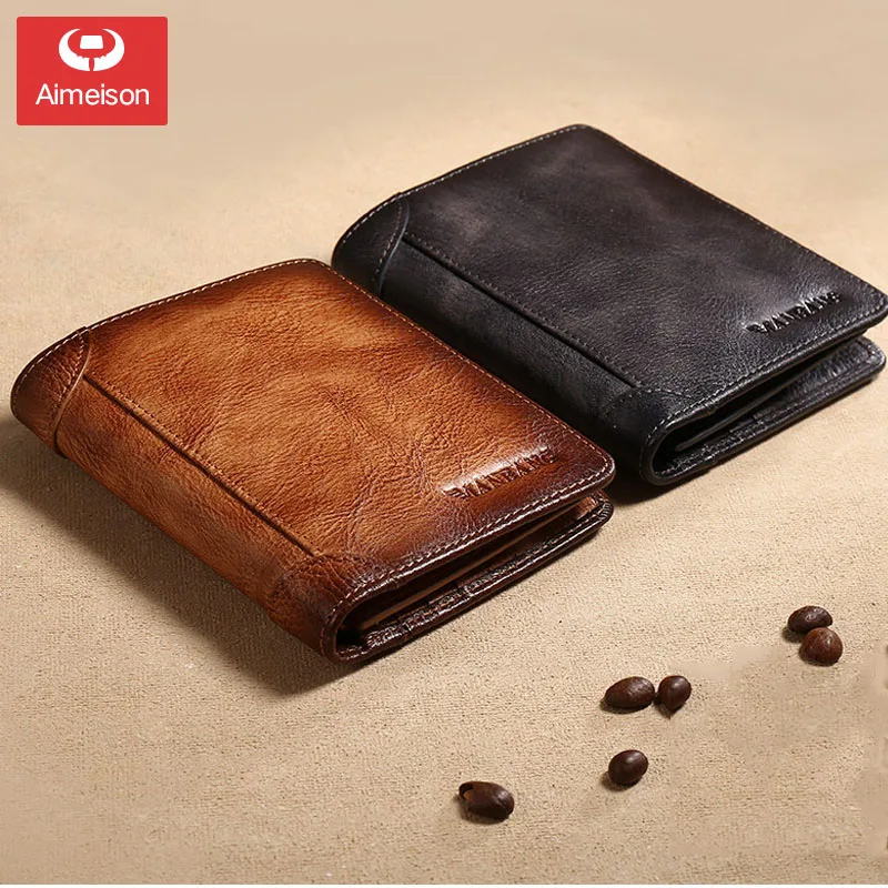 Новый мужской кошелек в стиле ретро с защитой от кражи и тройного сложения