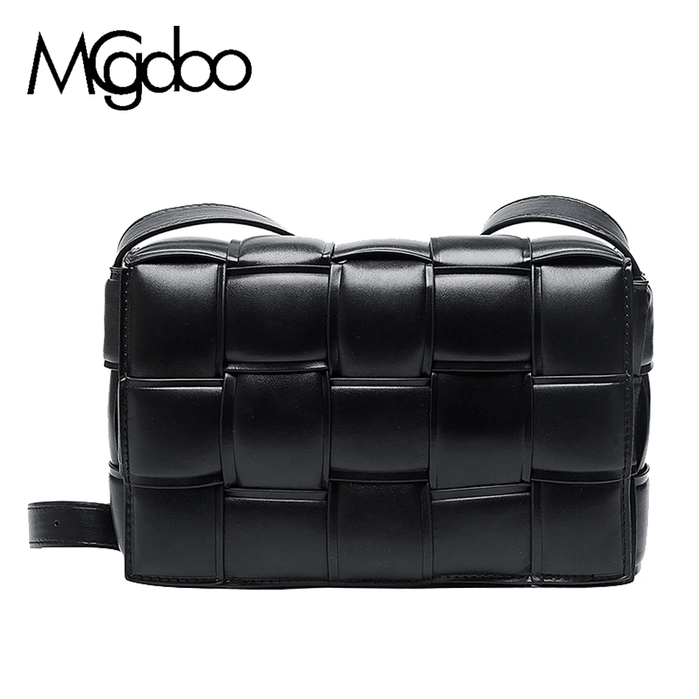 

Mgcdoo moda crossbody bolsa feminina sacos de ombro para senhoras simplicidade tendência grande treliça tecelagem macia pequena