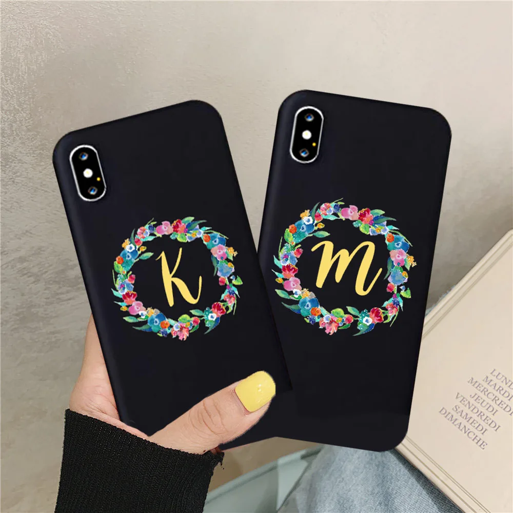 Чехол INS с золотыми буквами и цветами для IPhone XS MAX XR X 11 Pro 7 8 6s Plus Модный черный