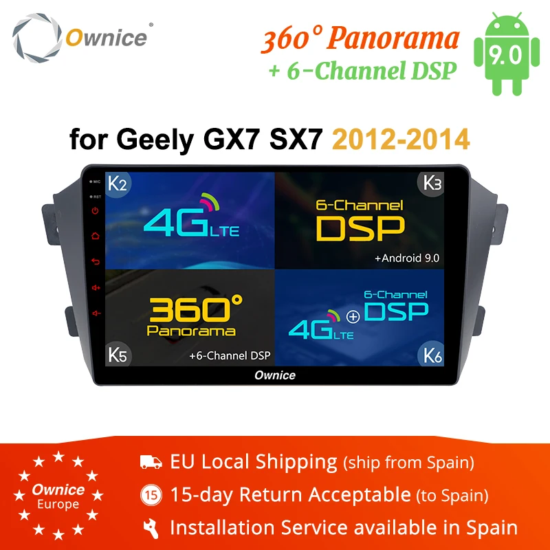 Ownice K1 K2 K3 K5 K6 2Din автомобильный dvd плеер для Geely GX7 SX7 2012 2014 Android 9 0 8 Core Автомобильный GPS