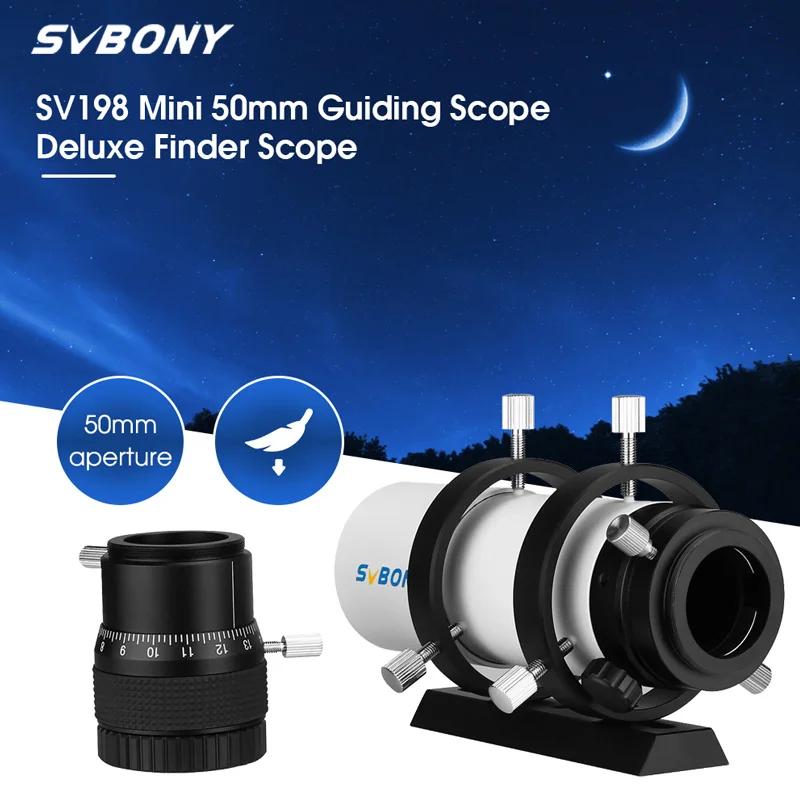 

2023 SVBONY Telescope 50mm Mini Guiding Scope Deluxe Finder Scope w/ Dual Helical Focuser SV198
