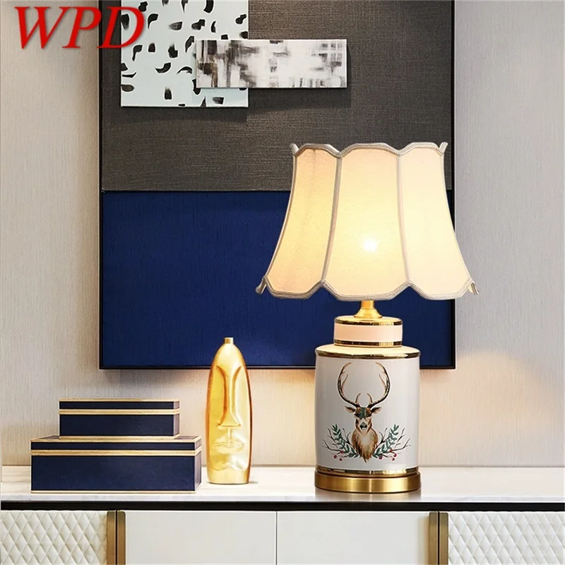 

WPD Ceramic Table Lamps Brass Desk Light For Home Living Room Dining Room Bedroom Office