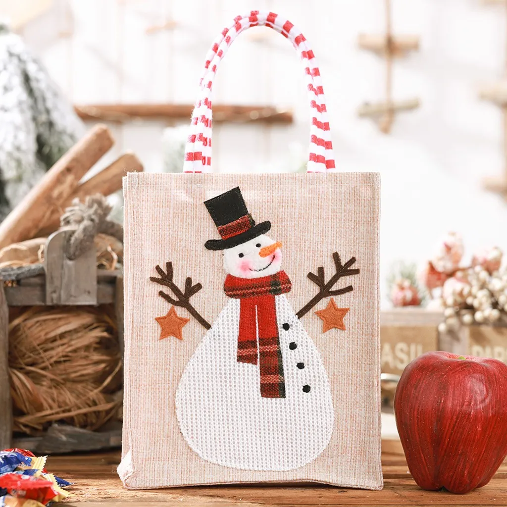 

1pcs Santa Gift Bag Candy Bag Snowflake Crisp Bag Drawstring Bag Merry Christmas Decorations for Home New Year 2021 Presents#8