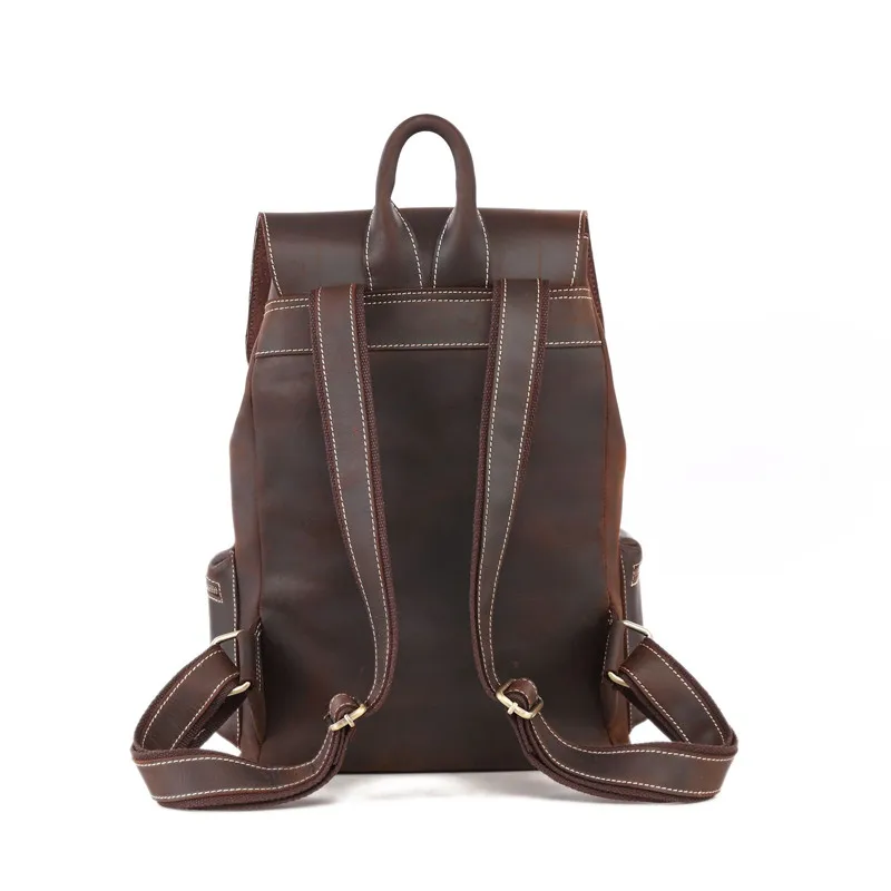 Рюкзак из натуральной кожи для мужчин и женщин винтажный дорожный Повседневный