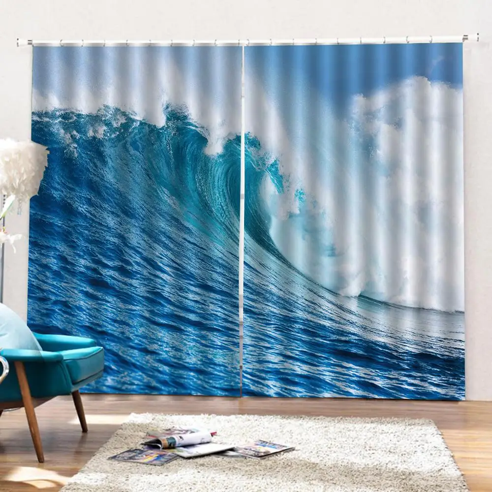 Surf Waves струящаяся вода затемненная занавеска для гостиной спальни оконные