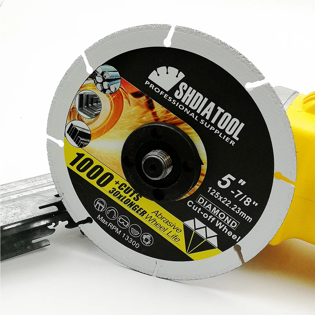 

SHDIATOOL 2pcs 5"Diamond Cut-off Wheel Blade Vacuum Brazed Diamond Metal Cutting Disc For Steel Tube, Iron Rebar, Angle Steel