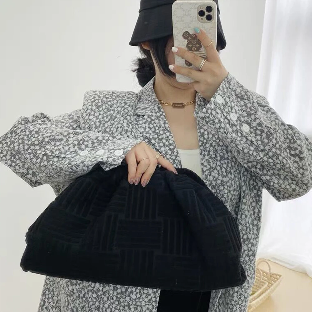 Green Towel Fabric Pouch Women Handbags Designer Dumpling Bags for Shoulder Bag Cloud Clutch Crossbody 2021 | Багаж и сумки