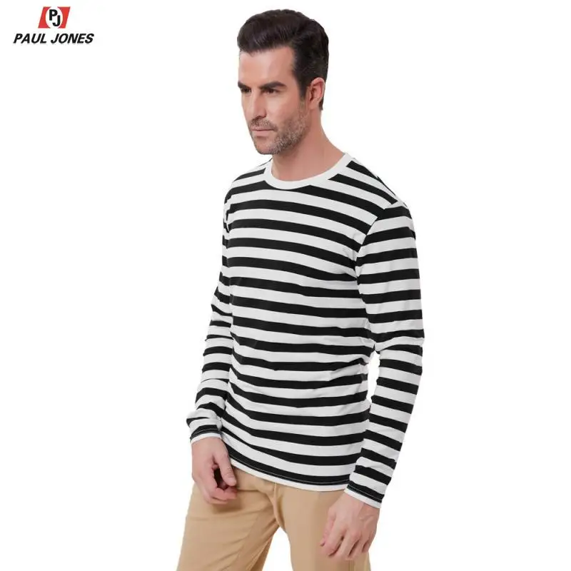 Мужские повседневные полосатые футболки с длинным рукавом от PAUL JONES мягкие