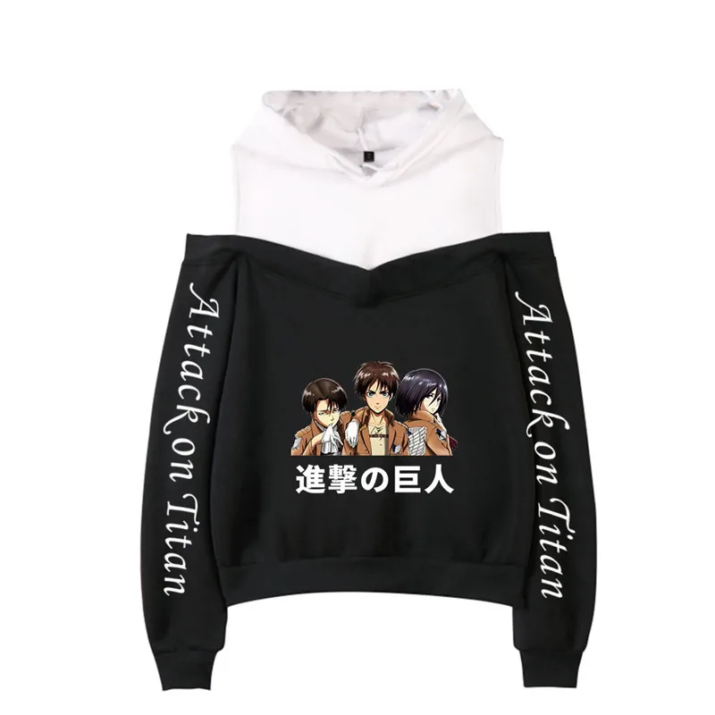

Японские Женские толстовки с капюшоном из аниме «атака на Титанов», свитшоты для косплея в стиле Харадзюку, пикантный пуловер с открытыми п...