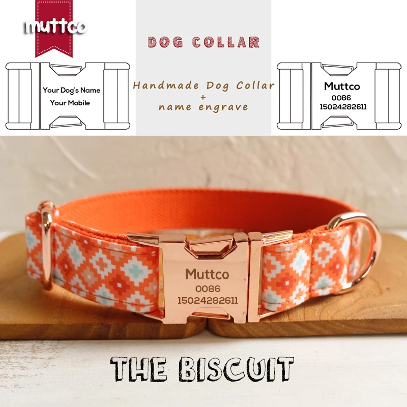 

MUTTCO Anti-lost retailing handmade particular sweet collar THE BISCUIT engraved name dog collars and leashes 5 sizes UDC065M